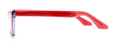Women Urban Eyeglasses: Motley Trans.Red+Blue - SpaceSMART Eye Clinic (Side View)